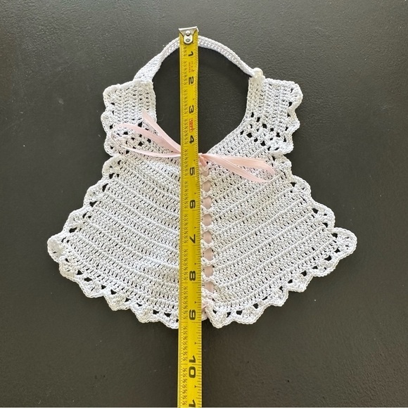 Handmade New Crochet Baby Bib Girl Gift Baby Shower Crocheted Homemade Pink - Picture 8 of 11
